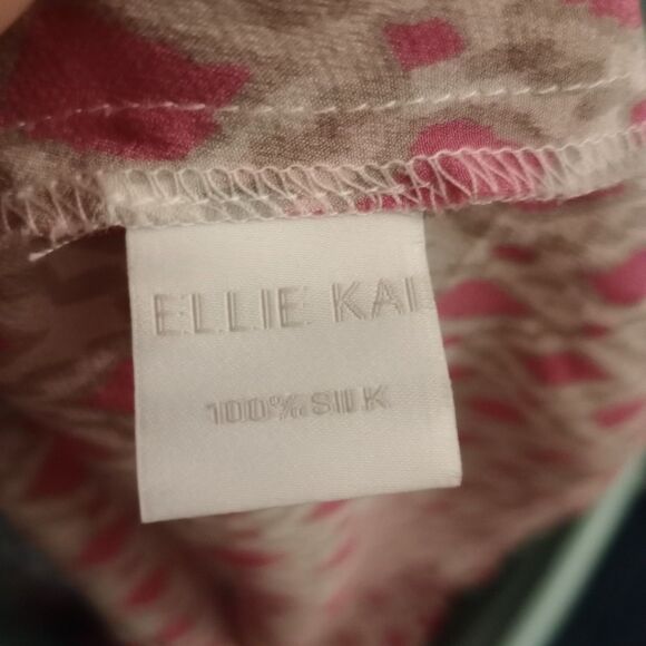 Ellie Kai Pure Silk Blouse Pink  Diamonds 3/4 Sleeve Womens 14 - Picture 3 of 4